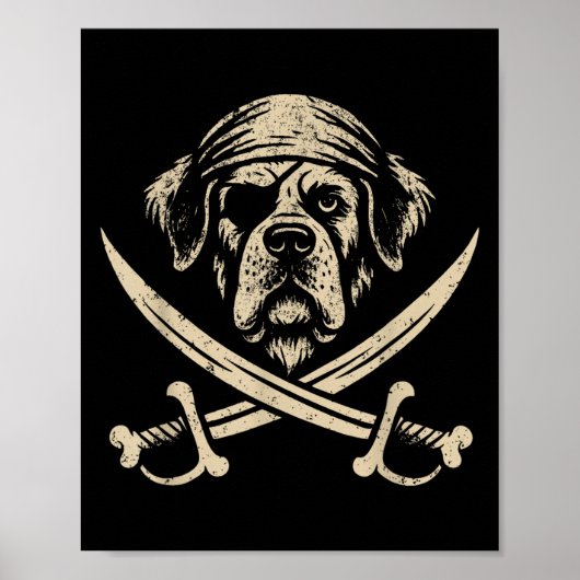 Vintage Rate Saint Bernard Crossbones Dog Lover Poster (Vorne)