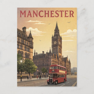 Vintage Rathaus von Manchester Reise Postkarte