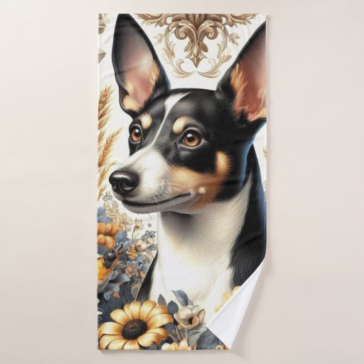 Vintage Ratte Terrier Illustration Badehandtuch (Badehandtuch)