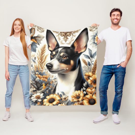 Vintage Ratte Terrier Illustration Fleecedecke (Beispiel)