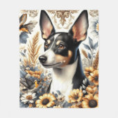 Vintage Ratte Terrier Illustration Fleecedecke (Vorderseite)