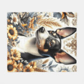 Vintage Ratte Terrier Illustration Fleecedecke (Vorderseite (Horizontal))