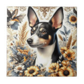 Vintage Ratte Terrier Illustration Fliese (Vorderseite)