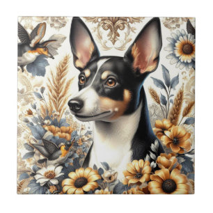 Vintage Ratte Terrier Illustration Fliese