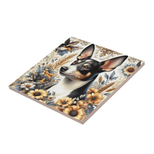 Vintage Ratte Terrier Illustration Fliese (Seite)