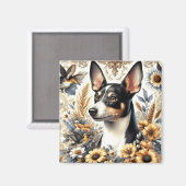 Vintage Ratte Terrier Illustration Magnet (Vorderseite/Rückseite)
