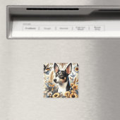 Vintage Ratte Terrier Illustration Magnet (In Situ (Geschirrspüler))