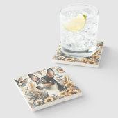 Vintage Ratte Terrier Illustration Steinuntersetzer (Seitenansicht)