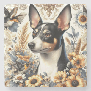 Vintage Ratte Terrier Illustration Steinuntersetzer