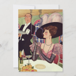 Vintage rauchende Frau Zigarette Drink Champagner