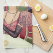 Vintage rauchende Frau Zigarette Drink Champagner Geschirrtuch (Viertel Falte)