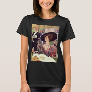 Vintage rauchende Frau Zigarette Drink Champagner T-Shirt