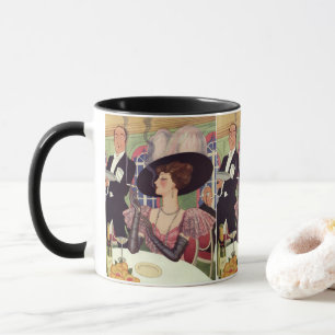 Vintage rauchende Frau Zigarette Drink Champagner Tasse
