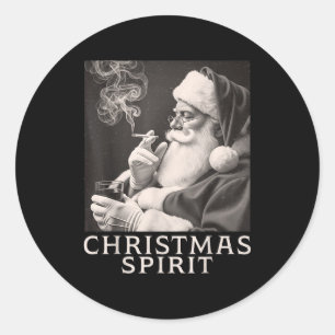 Vintage rauchender Weihnachtsmann Weihnachten Lust Runder Aufkleber