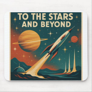 Vintage Raumfahrt "zu den Sternen und darüber hina Mousepad