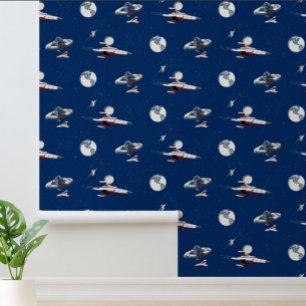 Vintage Raumstationen, Raketen, Planeten und Stern Tapete
