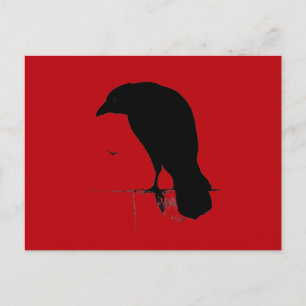 Vintage Raven auf Blood Red Vorlage Postkarte