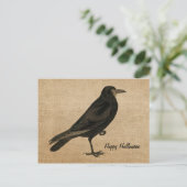 Vintage Raven Burlap Postcard personalisieren Postkarte (Stehend Vorderseite)