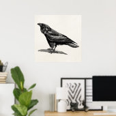 Vintage Raven Crow Blackbird-Vogelanzeige Poster (Heimbüro)