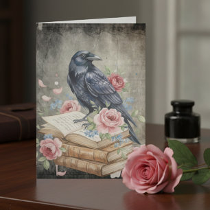 Vintage Raven Dark Academia Floral