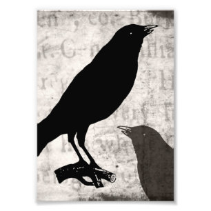 Vintage Raven Goth Collage angepasste Vogelreihe Fotodruck