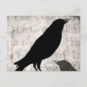 Vintage Raven Goth Collage angepasste Vogelreihe Postkarte