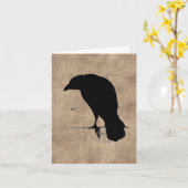 Vintage Raven Silhouette Schwarze Ravens und Krähe Karte (Gelbe Blume)