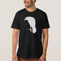Vintage Raven Silhouette Weiß auf Schwarz - Custom