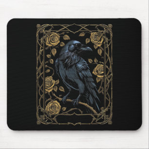 Vintage Raven Tarot Card Gothic Wiccan Pagan Hexe Mousepad