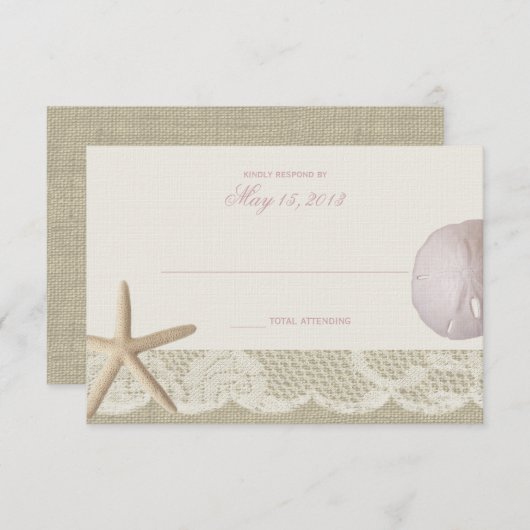 Vintage Reaktion auf Elfenbein RSVP Karte (Vorne/Hinten)