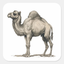 Vintage Realistic Camel Illustration-Desert Camel Quadratischer Aufkleber