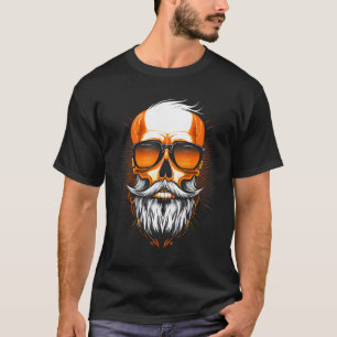Vintage-Rebell Cool Alter Mann Schädel mit Bart Mä T-Shirt