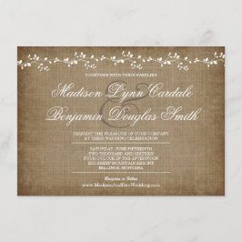 Vintage Reben bedrückte rustikale Hochzeitseinladu Einladung