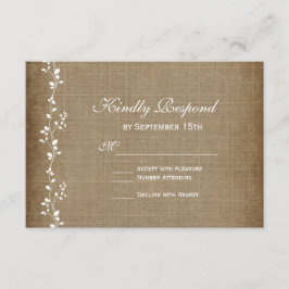 Vintage Reben Rustikale Hochzeitskarten RSVP Karte
