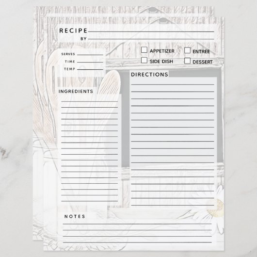 Vintage Recipiebinder-Beilage (Vorne/Hinten)