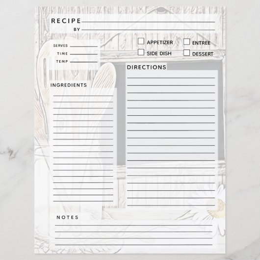 Vintage Recipiebinder-Beilage (Vorderseite)