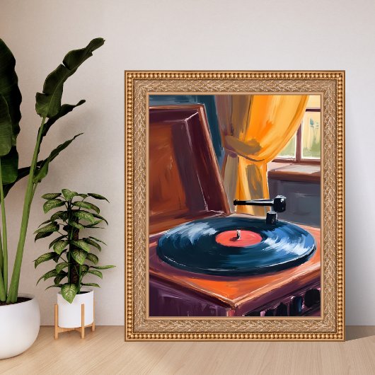 Vintage Record Player Painting Poster