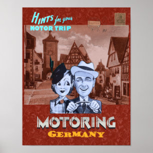 VINTAGE RECYCELTER KUNSTDruck MOTORSport DEUTSCHLA Poster
