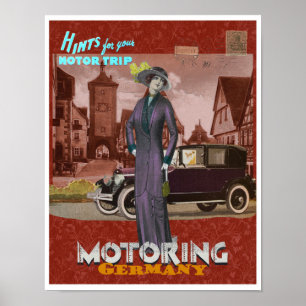 VINTAGE RECYCELTER KUNSTDruck MOTORSport DEUTSCHLA Poster