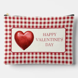 Vintage Red and Cream Gingham With Heart Zubehörtasche