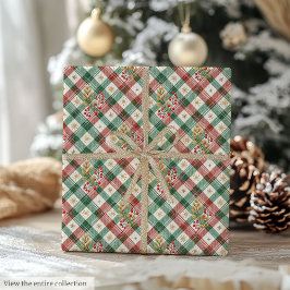 Vintage red and green watercolor plaid holiday geschenkpapier