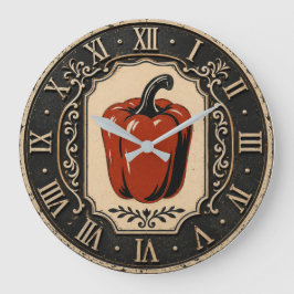 Vintage Red Bell Pepper Farmhouse Kitchen Große Wanduhr