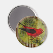 Vintage Red Bird Magnet (Vorderseite/Rückseite)
