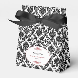Vintage Red Black & White Damask Hochzeit Geschenkschachtel