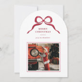 Vintage Red Bow Elegant Chic Arch Christmas Photo Einladung (Vorderseite)