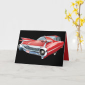 Vintage Red Car Finnen und Chrome Geburtstag Karte (Gelbe Blume)
