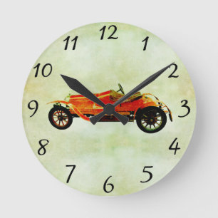 Vintage Red Car Runde Wanduhr