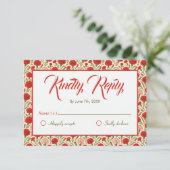 Vintage Red Carnation Blume Hochzeit RSVP Karte (Stehend Vorderseite)