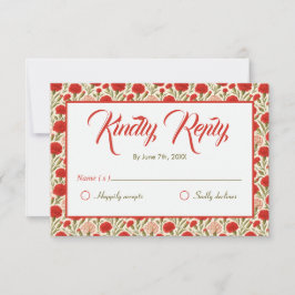 Vintage Red Carnation Blume Hochzeit RSVP Karte