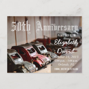 Vintage Red Cars 50 Jahre alt Ankündigungspostkarte